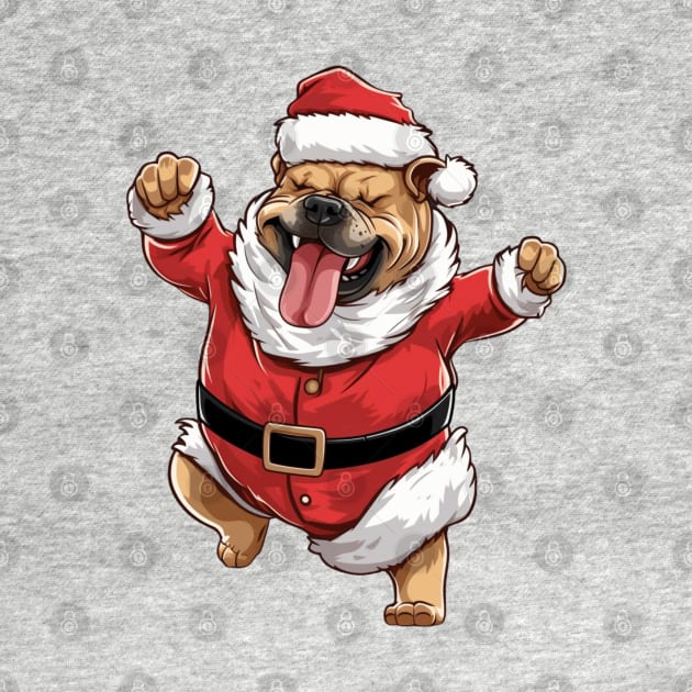 Cartoon Christmas Bulldog Dancing by Chromatic Fusion Studio